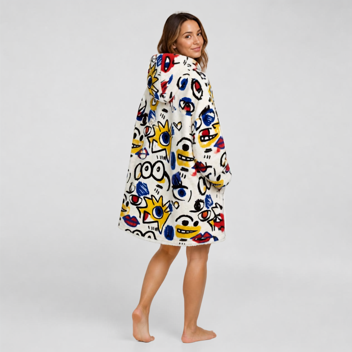 Le Sweat-Plaid Cocooning à Capuche