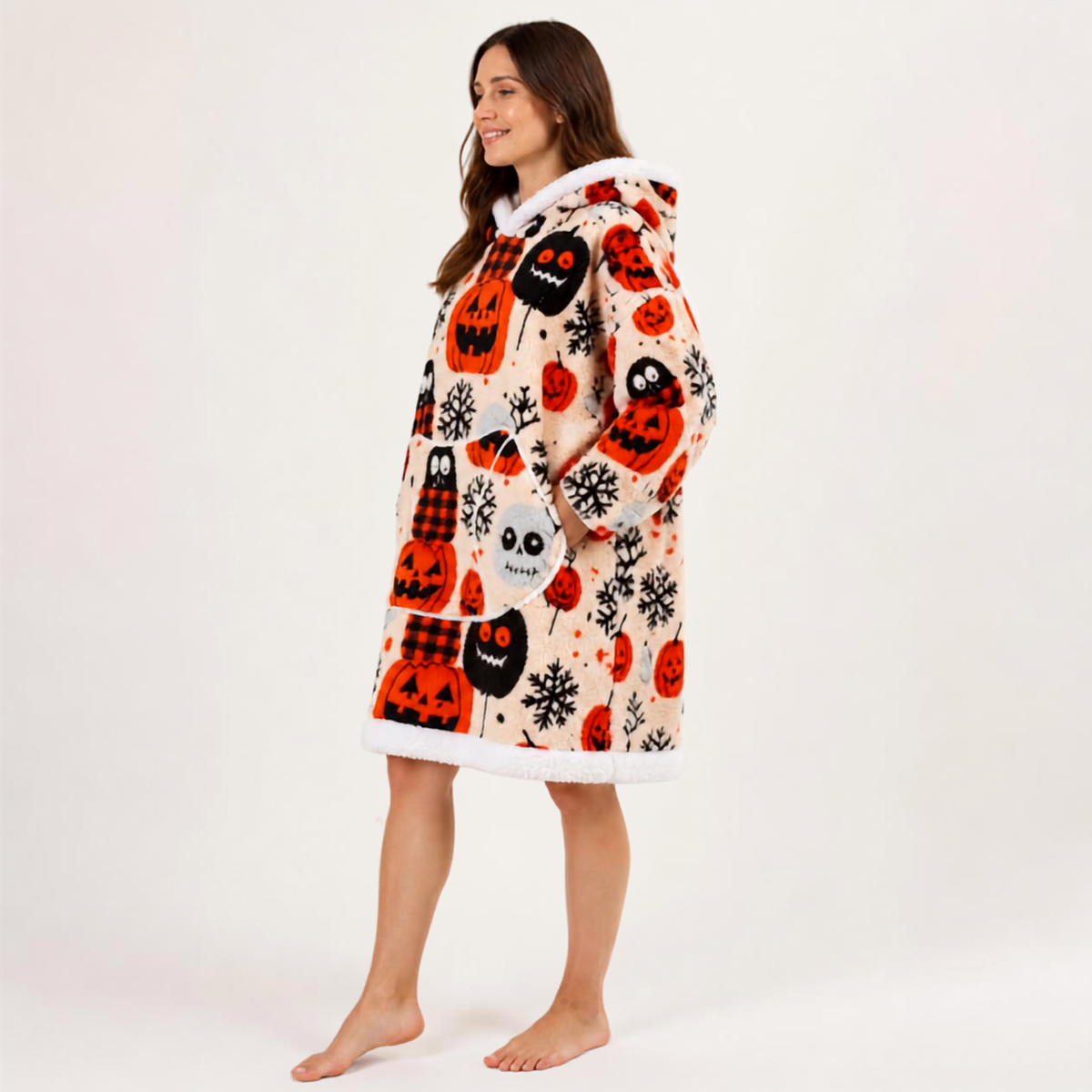 Le Sweat-Plaid Cocooning à Capuche