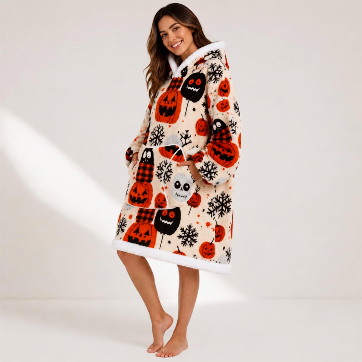Le Sweat-Plaid Cocooning à Capuche