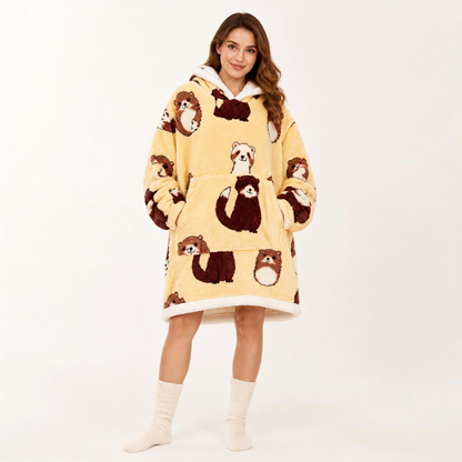 Le Sweat-Plaid Cocooning à Capuche