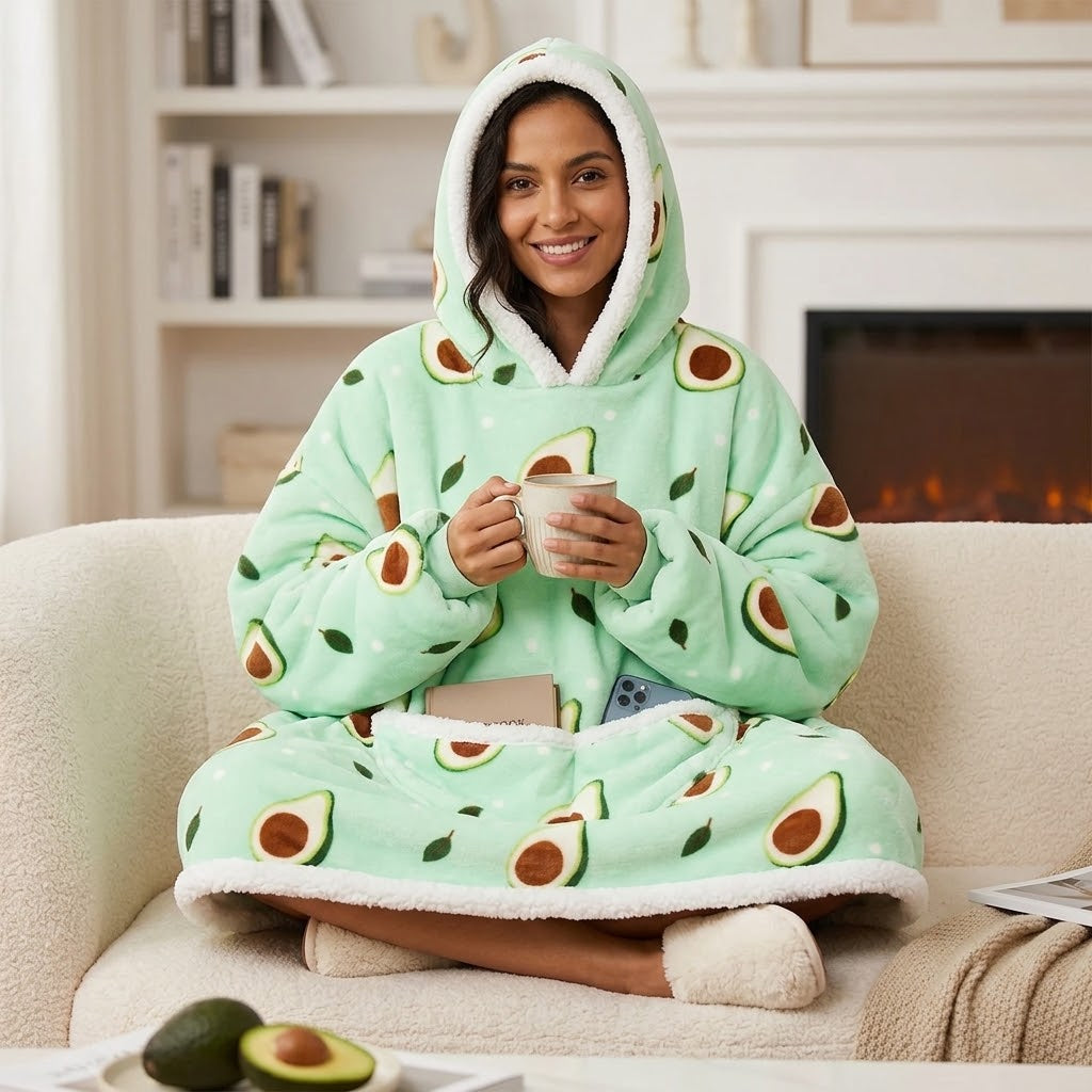 Le Sweat-Plaid Cocooning à Capuche